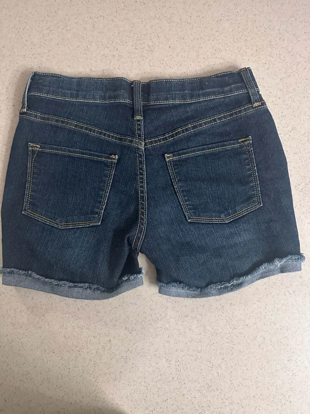 Old Navy Girls Dark Wash Denim Jean Shorts with Cuffed Raw Hem, Size 10